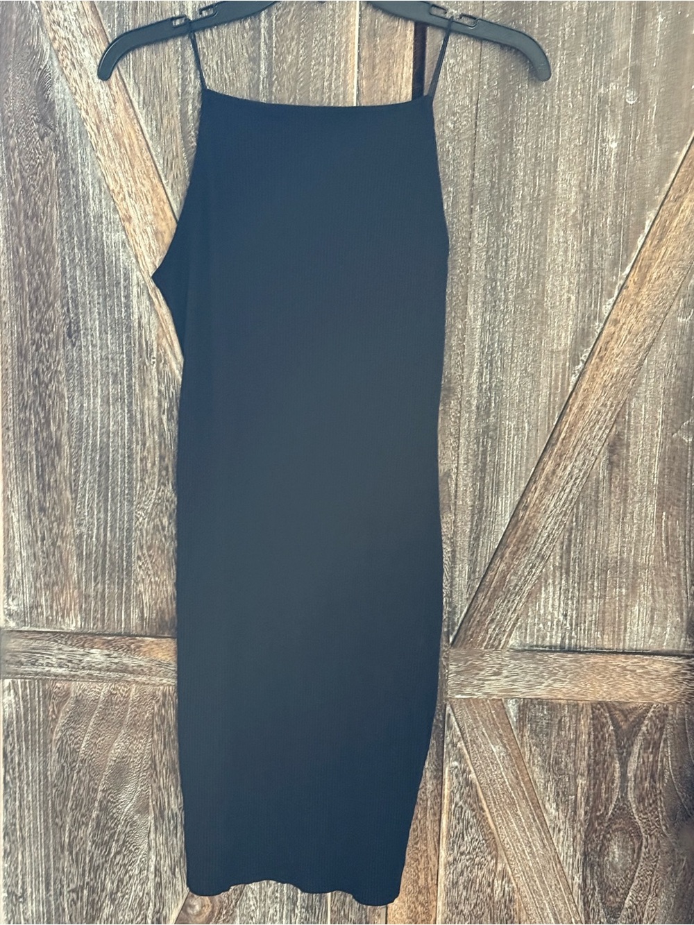 H&M Black Ribbed Midi Slip Dress
